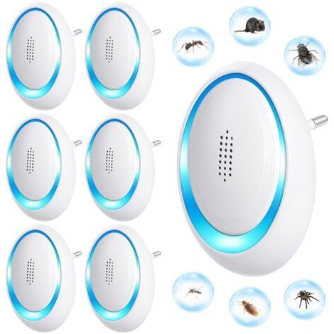 Set Mit 6 Schädlingsbekämpfungsgeräten Für Den Innenbereich – Mäuseabwehr – Ultraschall-mäuse- Und Rattenabwehr – Anti-maus-gerät – Effektive Bekämpfung Von Nagetieren, Mücken, Spinnen, Kakerlaken Und