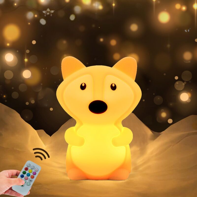 Fuchs-nachtlicht Für Kinder - Led-lampe Fürs Babyzimmer, 9 Farben - Silikon (fernbedienung + Touch-dimmung)