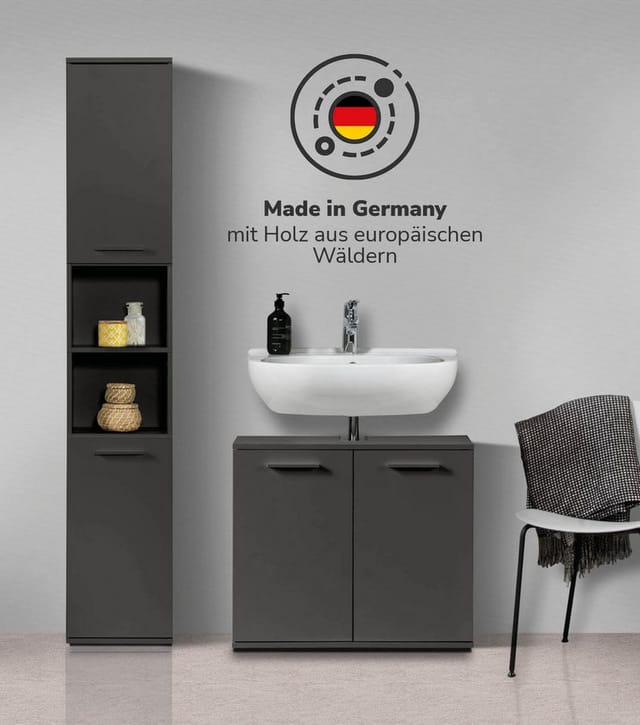 mokebo Badmöbel-Set Der Steuermann, (2-teilig), Unterschrank & Hochschrank fürs Badezimmer in Schwarz