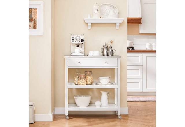 SoBuy Küchenwagen FKW47, Sideboard Flurschrank Servierwagen mit Edelstahlplatte