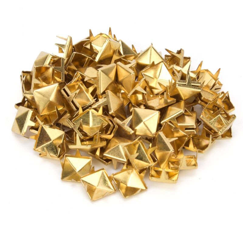 100 9-mm-vierkantnieten, Punk-pyramidennieten, 4-zinken-vierkantnieten, Kupfernieten Für Diy-dekorationen (gold)