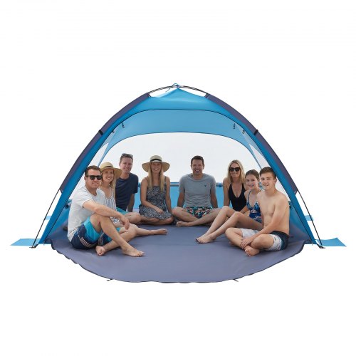 Strandmuschel Sonnenschutz Für 8 Personen, Upf 50+ Schutz, Tragbares Strandzelt Mit Tragetasche & Bodenverankerungen, Leichter Strandsonnenschirm Für Camping Angeln Picknick, Sonnenzelt