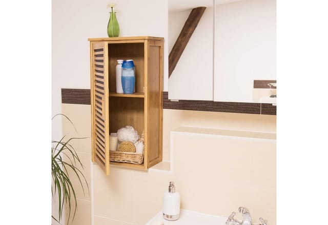 relaxdays Hängeschrank Badezimmer Hängeschrank Bambus 2 Ablagen