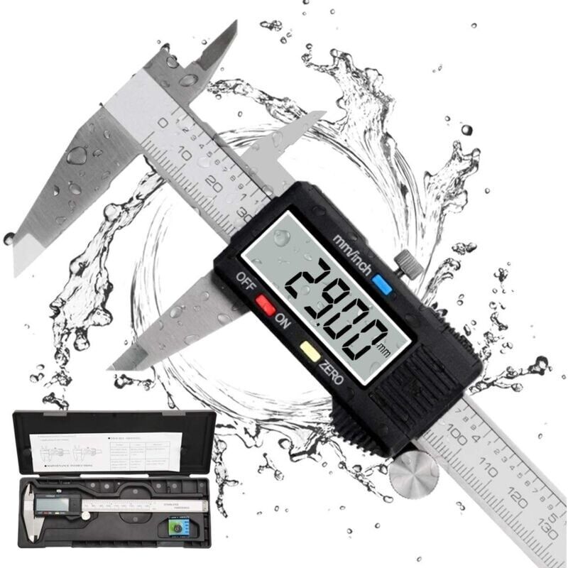Pied A Coulisse, Pied Coulisse Digital 150mm Acier Inoxydable Grand Crane Lcd Prcision Rglable 0.01mm, Mm/inch Conversion, Rsiste Aux Eclaboussures, Mesure De L'indomestique