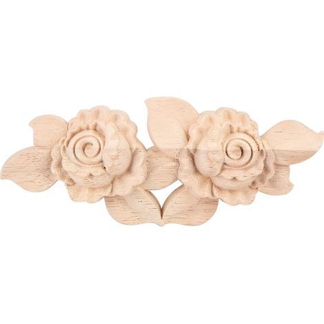Vintage-europäischer Stil, Geschnitzte Eckapplikation Aus Holz Für Türen Und Schränke, Unbemalte Rosenblüten-skulpturen Für Die Dekoration Von Wohnmöbeln Und Wänden.