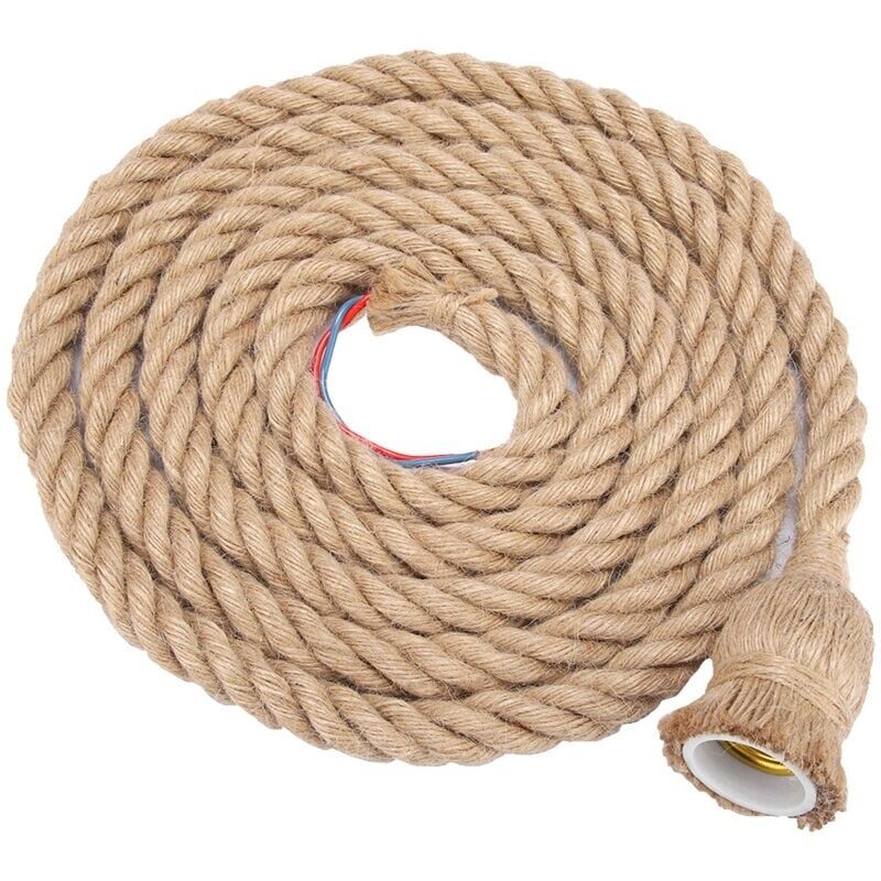 Vintage Deckenleuchtenfassung Aus Hanfseil, 3 M, E27, Fassung Für Pendelleuchten, 85–265 V