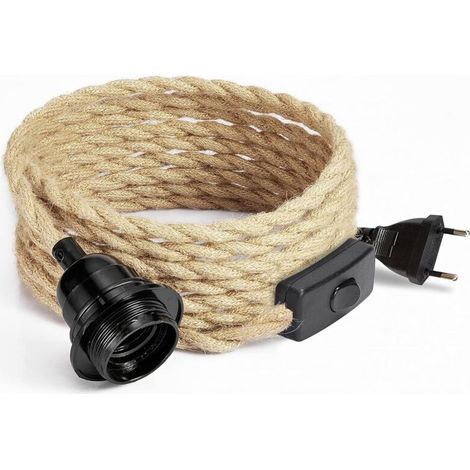 4,5 M Langes, Zweiadriges Leinenkabel Mit E27-fassung Und Schalter Für Diy-lampen (leuchtmittel Nicht Enthalten) - Aimoonsa
