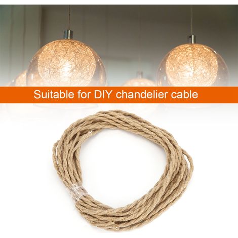 Qcwwy Stoffummantelter, Gedrehter Draht, Vintage-leichtbau-pendelkabel, Vintage-hanfseil, Gedrehtes Paar, Elektrokabel, Diy (2 M / 6,56 Ft)