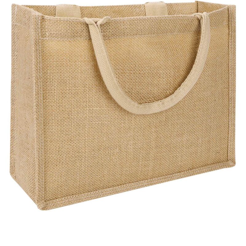 Tragetasche Aus Natürlichem Jute-canvas Mit Henkeln – Wiederverwendbare, Faltbare Einkaufstasche – Geschenktasche Aus Leinen Zur Aufbewahrung Von Zubehör