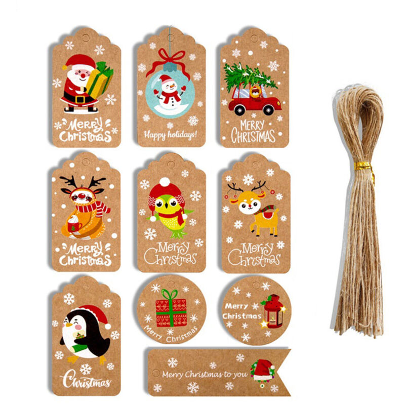 Plyisty 50 Stück Weihnachts-kraftpapier-bastelanhänger, Hängende Dankesanhänger Für Geschenkverpackungsmaterialien (2)