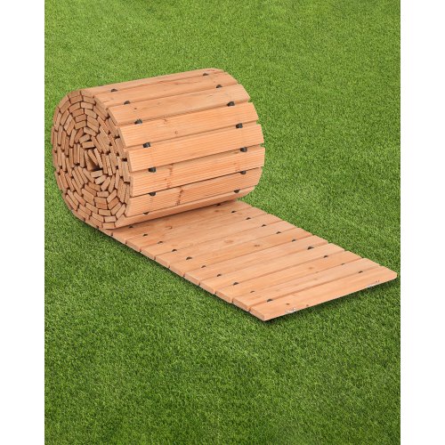 Gartenweg Rollweg, 727x43 Cm, Ausrollbarer Holzweg, Außengehweg Aus Zedernholz Mit Drahtseilverbindung, Gartentritt, Dekorativer Holzweg, Trittplatten Im Garten, Hinterhof, Terrasse