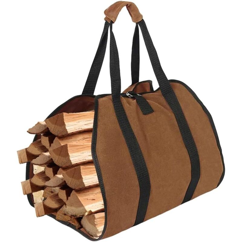 Brennholz-tragetasche, Kaminholztasche Aus Canvas, Faltbar, Wasserabweisend, Mit Stabilen Griffen Für Holzöfen, Campingzubehör, 98 X 46 Cm