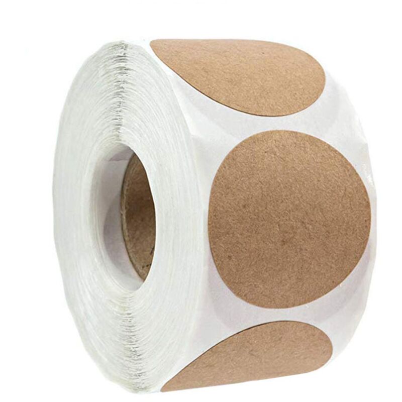 Rolle Mit 500 Runden, Unbedruckten Braunen Kraftpapier-aufklebern Für Einzelhändler, Bastelarbeiten, Organisation, Einmachetiketten Und Preisschilder.