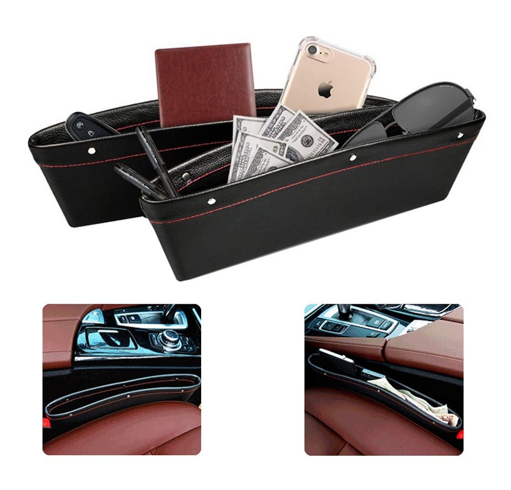 Bolwins Organizer L06C Autositz Lücke Aufbewahrung Box Ablagefach Handy Organizer Halter (Set, Aufbewahrungstasche für Sitzlücke), einfache Montage, universell passend