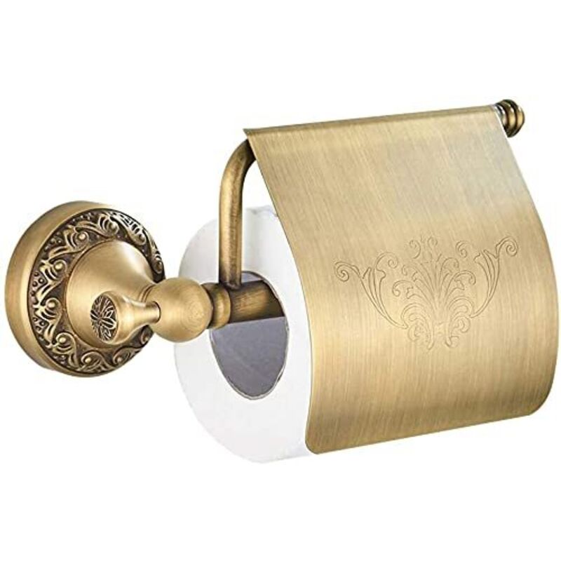 Toilettenpapierhalter Mit Deckel, Hochwertiges Messing Mit Geschnitztem Sockel Im Antik-stil, Bronzefarben, Praktischer Toilettenpapierhalter Für Badezimmer, Toilette Und Küche