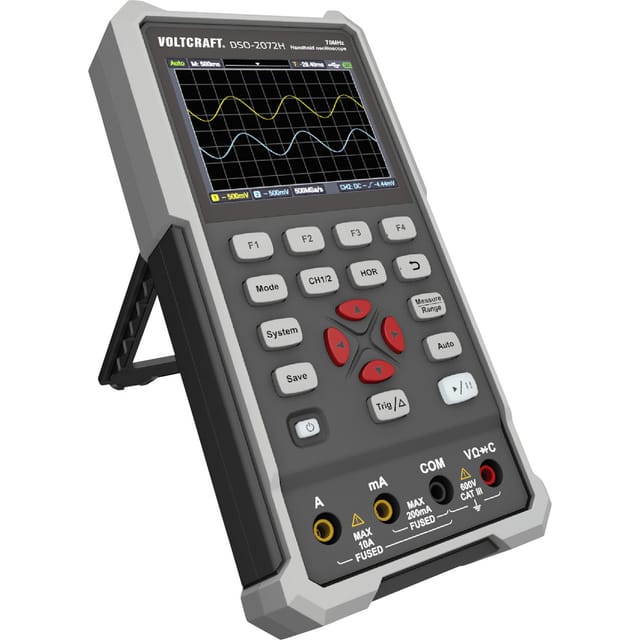 VOLTCRAFT Multimeter Digital Oszilloskop 3 in 1 VC-11901280, Handgerät, Funktionsgenerator, Multimeter-Funktionen