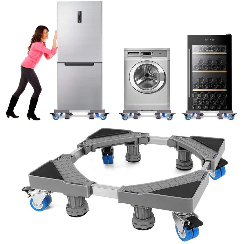 Verstellbarer Unterbau Für Waschmaschine Und Kühlschrank (41,5–65 Cm), Wäschetrockner-unterbau Mit 4 Rollen Und 8 Füßen, Geräuschdämpfend, Stoßfest, Mit Trocknerfunktion