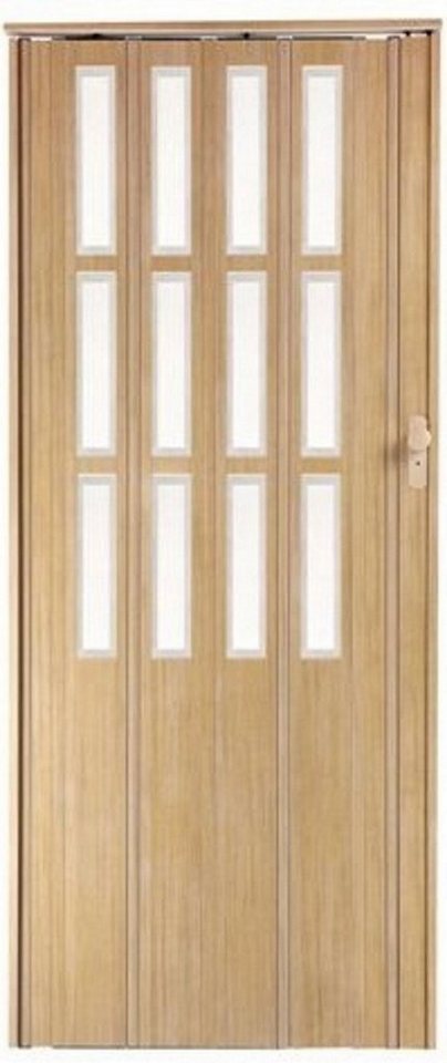 Standom Falttür Schiebetür Tür Eiche/Erle Fenster Schloss H.203cm Türbreite bis 100 cm (1 Karton, 1-St., 1 Set JS), teils vormontiert Bild 3