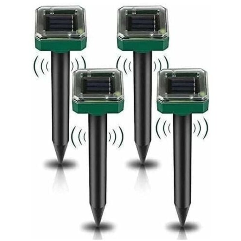 Solar-ultraschall-maulwurfabwehrgerät, 4 Stück, Solar-ultraschall-abwehrgerät, Solar-abwehrgerät Gegen Maulwürfe, Ultraschall-schlangenabwehrgerät, Ip65 Wasserdichtes Outdoor-mäuseabwehrgerät, Anti-go