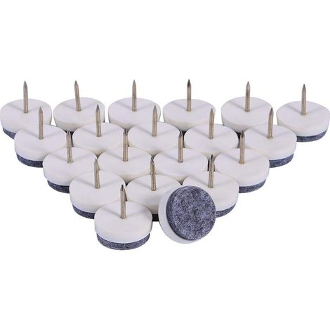 20 Stück Möbelgleiternägel, 24 Mm Filzgleiter Zum Annageln Als Bodenschoner Für Holzmöbel Wie Stühle, Hocker Und Tischbeine (weiß).