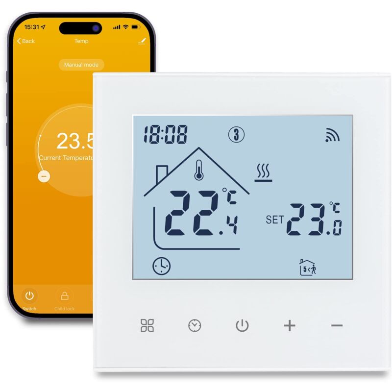 Aimoonsa – Intelligenter Wlan-thermostat Für Elektrische Fußbodenheizung – Programmierbar Mit Externem Sensor – Kompatibel Mit Alexa Und Google Home – 16a – Home 16a