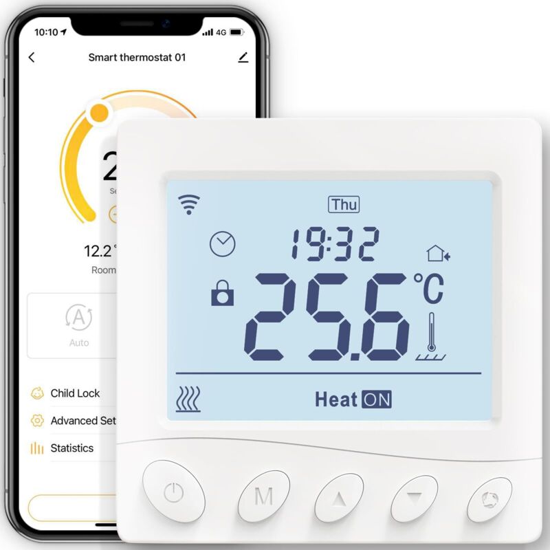 Aimoonsa – Intelligenter Wlan-thermostat Für Elektrische Fußbodenheizung – Erweiterte Programmierung – Kompatibel Mit Alexa Und Google Home – 16 A Stromstärke – Home 16a