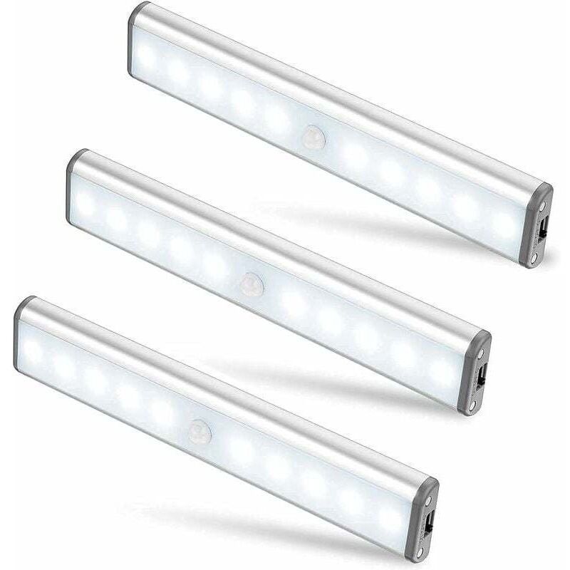 Aimoonsa 3er-pack Led-leuchten Mit Je 10 Stück, Kabellos, Usb-aufladbar, Magnetisch, Mit Bewegungssensor, 2 Beleuchtungsmodi, Tragbare Schrankleuchte, Notlicht, Nachtlicht Für Kinder