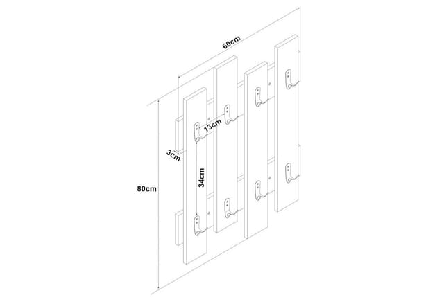 en.casa Wandgarderobe, »Raseborg« mit 16 Haken 60 x 80 cm Eicheoptik