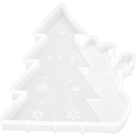 Silikonform In Form Eines Weihnachtsbaums Und Eines Schneemanns Aus Weißem Harz, Für Bastelarbeiten, Dekorationen Und Geschenke Zu Festtagen.
