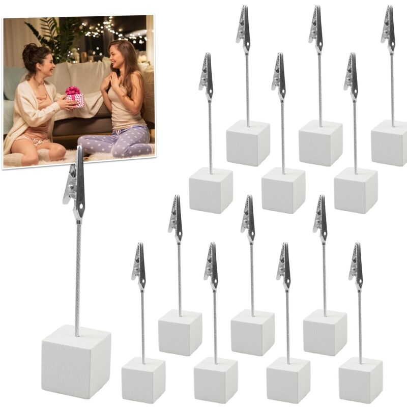 20 Stück Clip-on-fotohalter, Fotoständer, Freistehende Fotohalter, Tischfotoständer Mit Krokodilklemmen Und Holzsockel Für Büro, Hochzeit, Party Und Heimdekoration (10,5 × 2,5 × 2,5 Cm)
