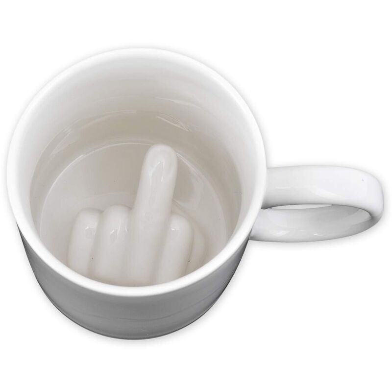 350 Ml Kaffeetasse Mit Mittelfinger-motiv, Keramiktasse, Originelles Geschenk – Weiß