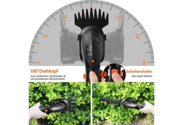 TLGREEN Akku-Grasschere 2 in 1 Handheckenschere mit Teleskopstiel,Akku 7,2V 2000mAh, Geeignet zum Trimmen von Rasenkanten,Strauchschnitt,Gras mähen