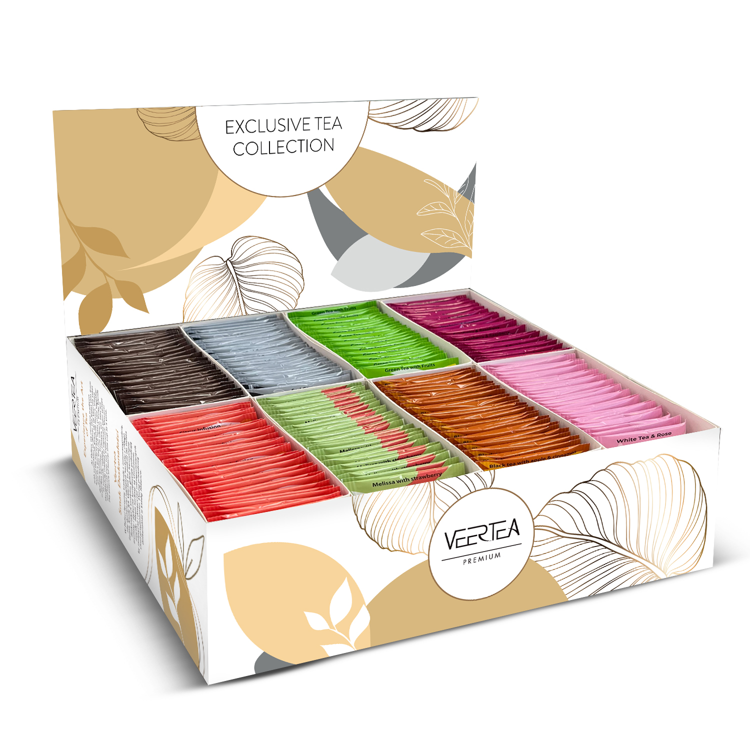 Veertea Elegantes Goldenes Teeset, 8 Sorten, 200 Beutel