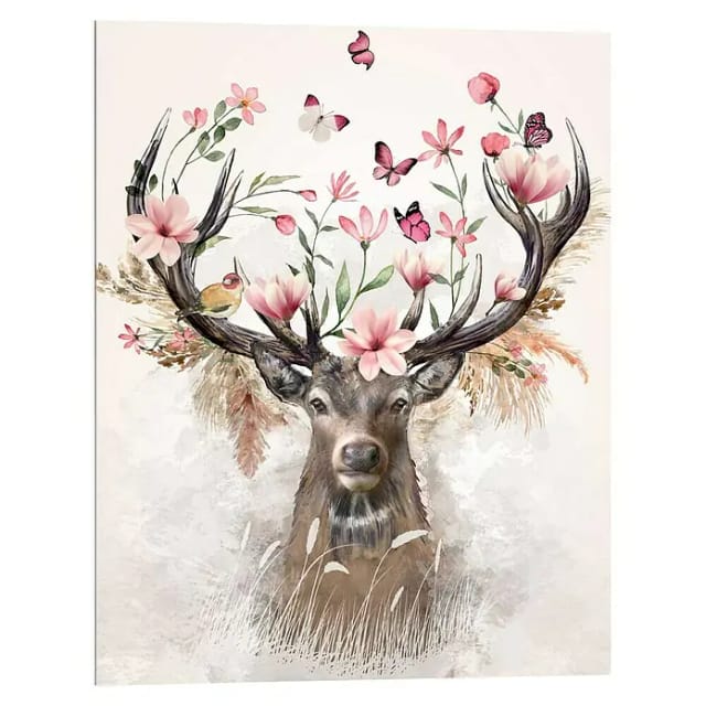 Reinders! Wandbild MARAL, Weiß, Rosa, Braun, 40 x 50 cm, Hirsch (1 St)