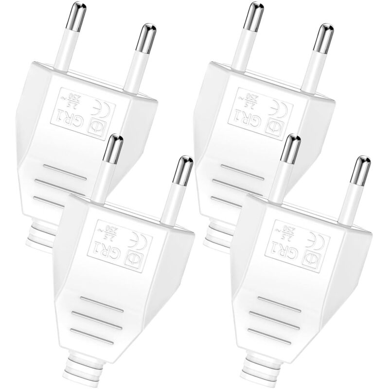 Stück Europäischer Flachstecker, Männlicher Elektrostecker 250v 2,5a, Dekorativer Eurostecker Für Den Einbau Oder Als Ersatz (4-weiß)