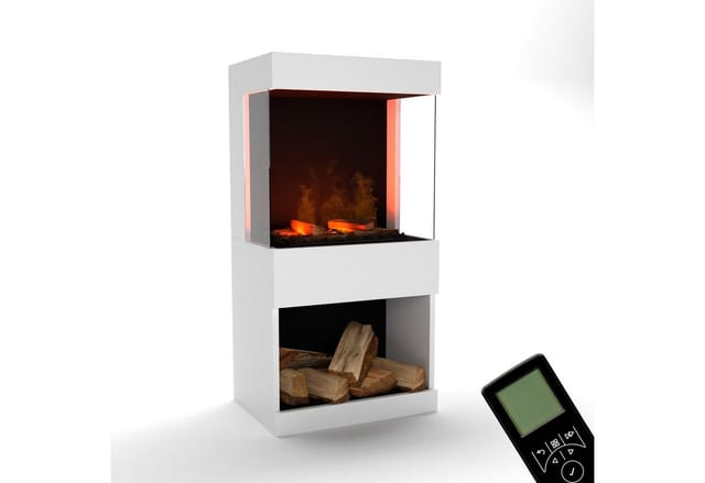 GLOW FIRE Elektrokamin OGF 2 Wasserdampf Kamin, Standkamin, Elektrischer Kamin, Wasserdampfkamin mit 3D Feuer und Knisterfunktion