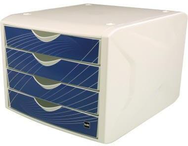 HELIT Organizer Schubladenbox Chameleon A4-C4 4 Schubladen geschlossen weiß/blau