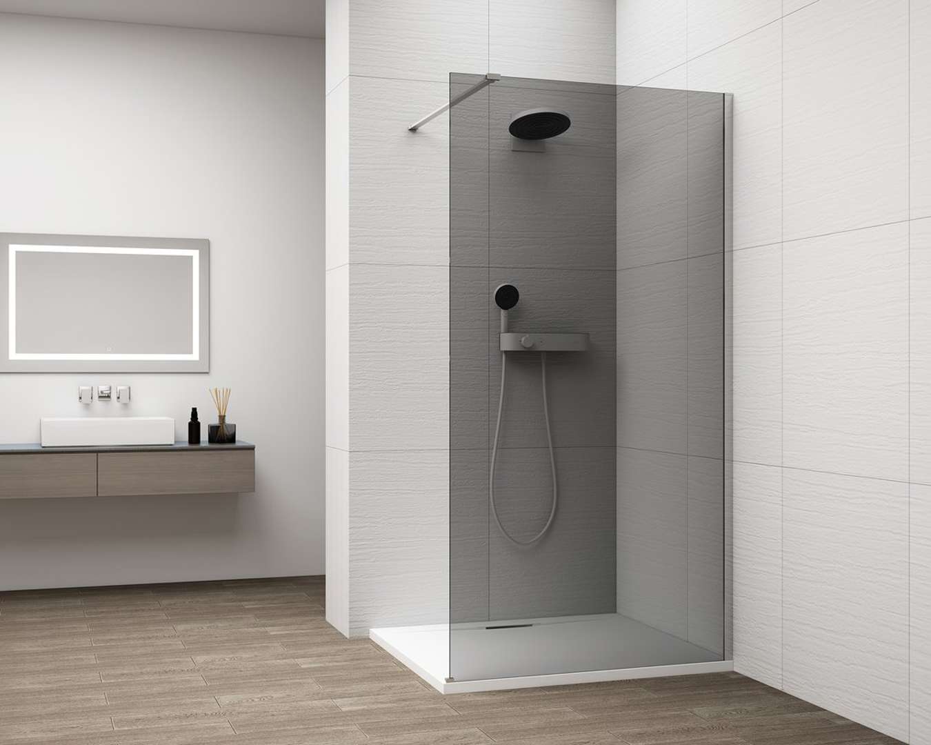Polysan Esca - Walk-in-duschwand 90 X 210 Cm, Antidrop, Rauchglas/chrom Es1290-01