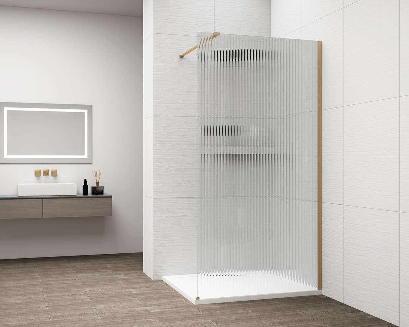Polysan Esca - Walk-in-duschwand 70 X 210 Cm, Antidrop, Glas Flute/mattgold Es1370-04