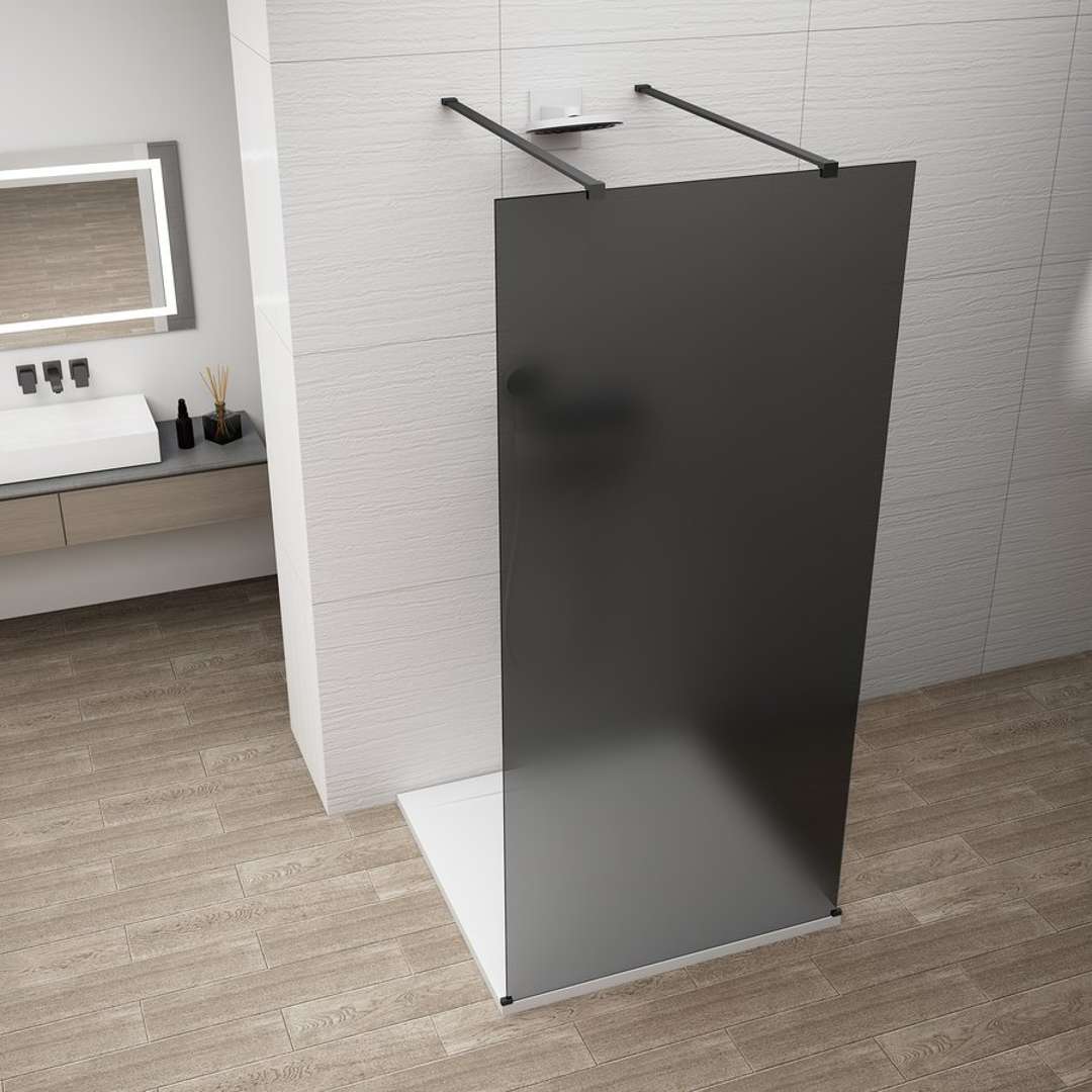 Polysan Esca - Walk-in-duschwand 120x210 Cm, Antidrop, Mattes Rauchglas/mattschwarz Es1412-06