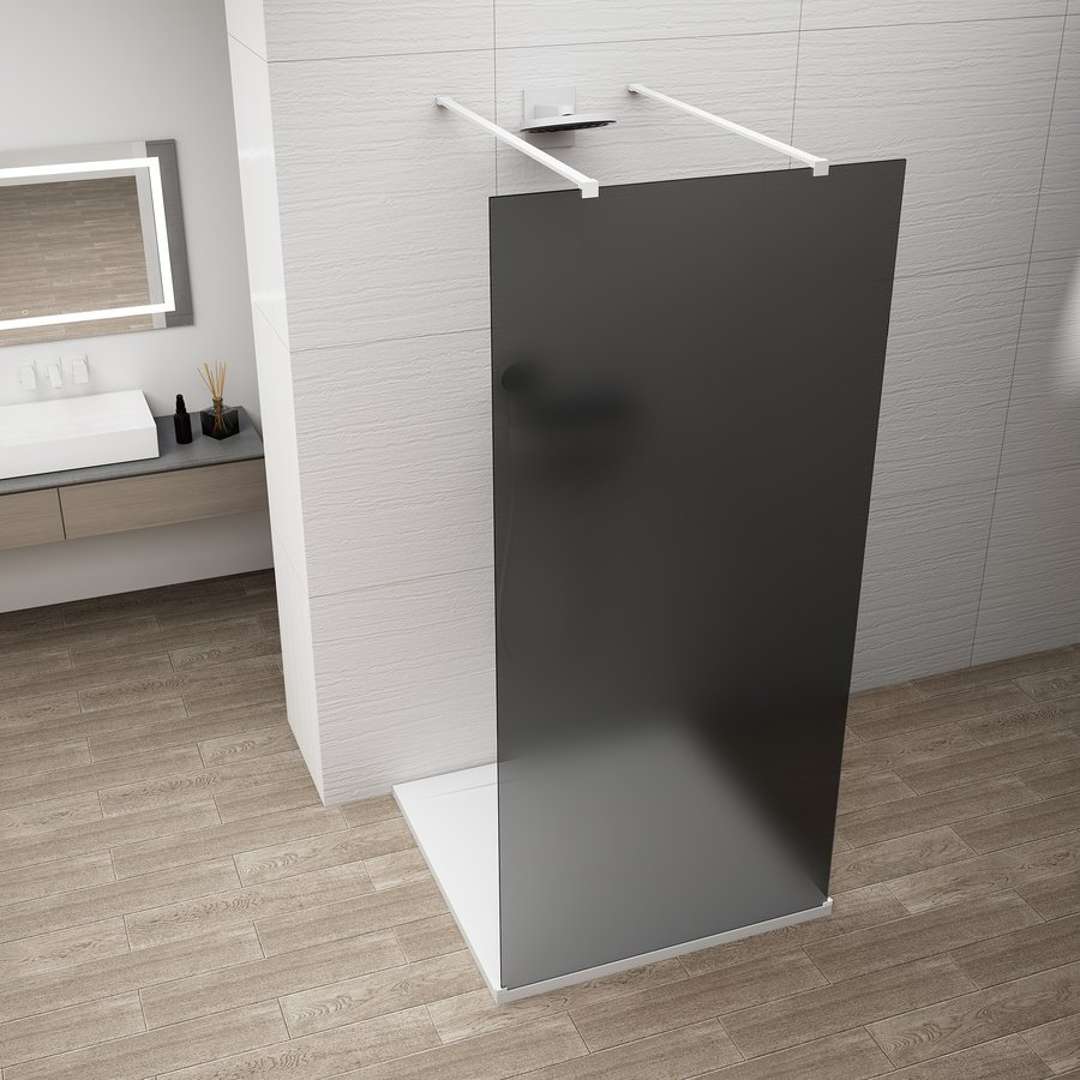 Polysan Esca - Walk-in-duschwand 100x210 Cm, Antidrop, Mattes Rauchglas/weiß Es1410-07