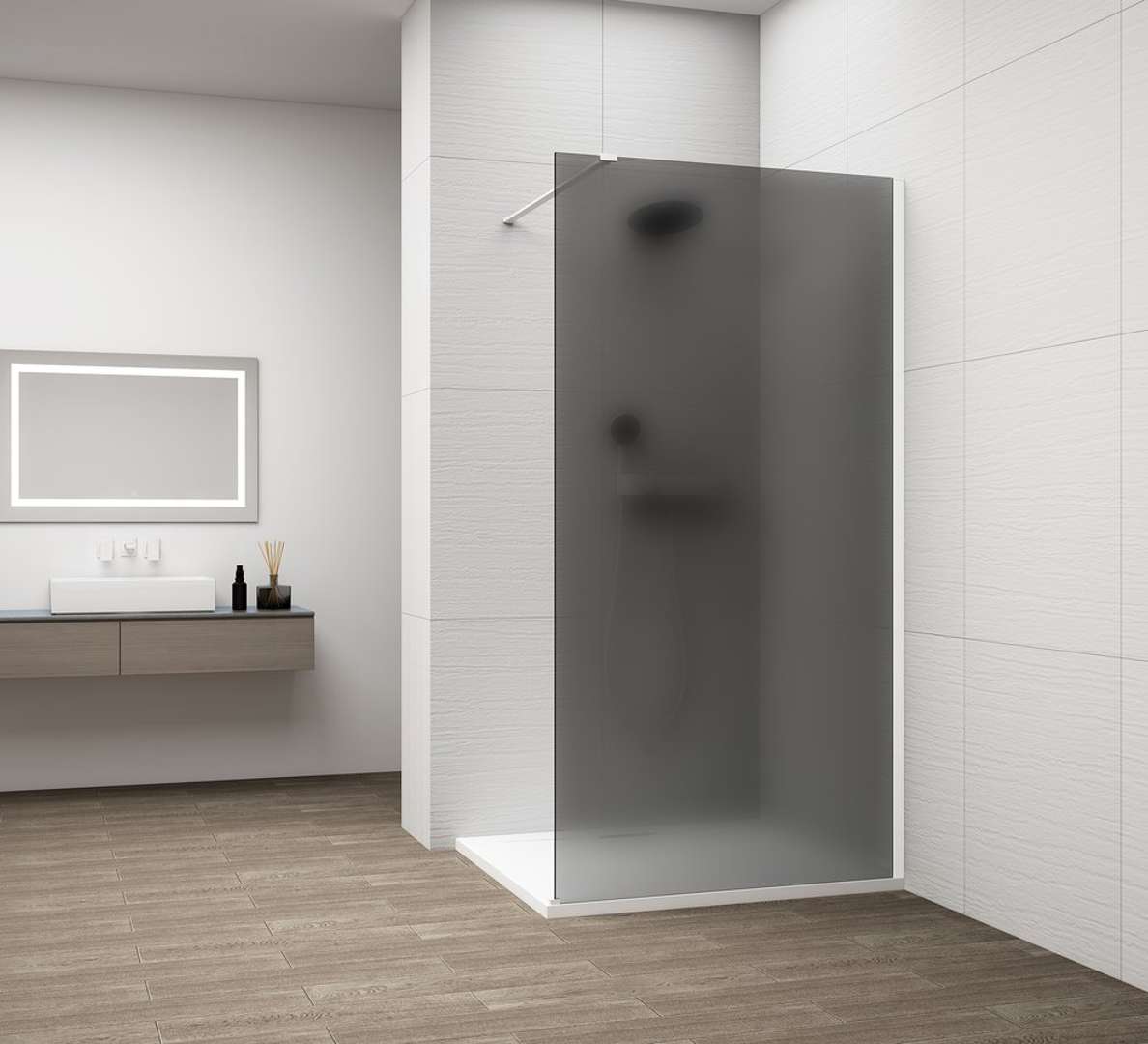 Polysan Esca - Walk-in-duschwand 90x210 Cm, Antidrop, Mattes Rauchglas/weiß Es1490-03