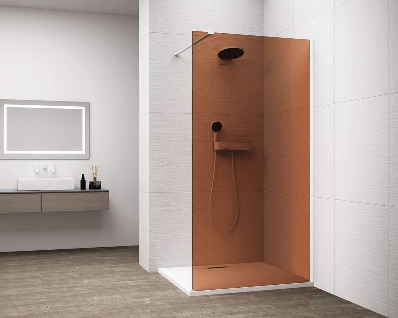 Polysan Esca - Walk-in-duschwand 80 X 210 Cm, Antidrop, Glas Marron/weiß Es1580-03