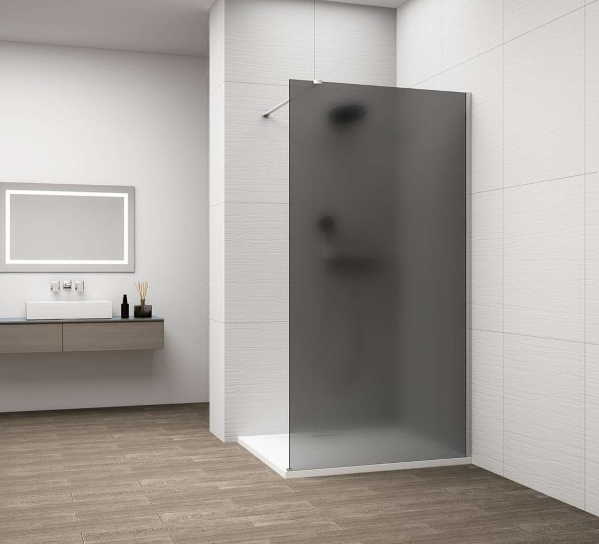 Polysan Esca - Walk-in-duschwand 100x210 Cm, Antidrop, Mattes Rauchglas/chrom Es1410-01