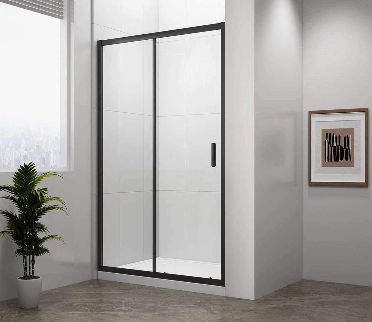 Polysan Easy Black - Duschtür 110 X 190 Cm, Klarglas/mattschwarz El1115b