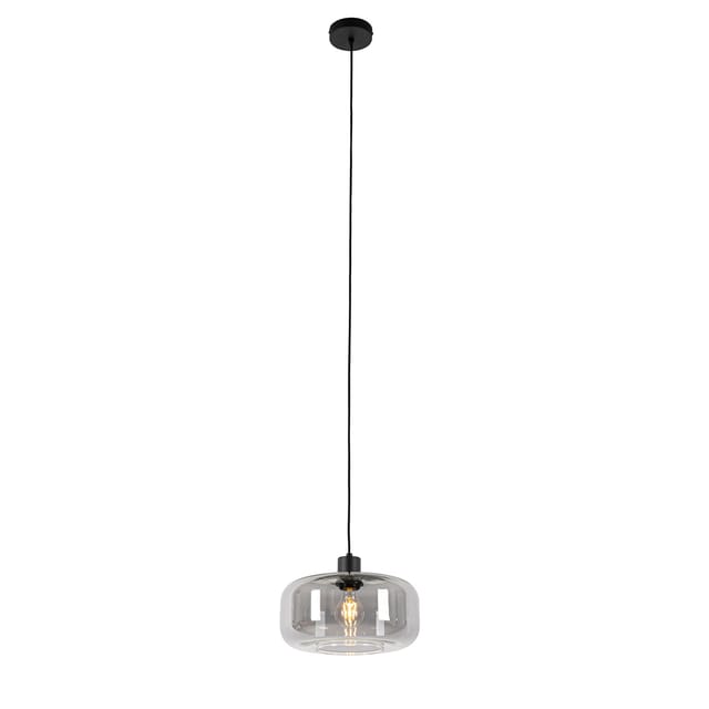 Qazqa Pendelleuchte Bizle, ohne Leuchtmittel, E27, Grau, Art Deco, Glas, 1-flammig