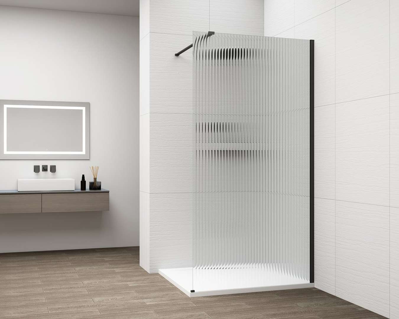 Polysan Esca - Walk-in-duschwand 90 X 210 Cm, Antidrop, Glas Flute/mattschwarz Es1390-02