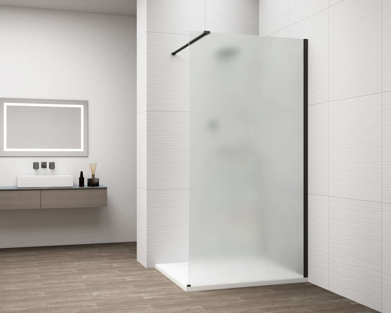 Polysan Esca - Walk-in-duschwand 70 X 210 Cm, Antidrop, Mattes Glas/mattschwarz Es1170-02