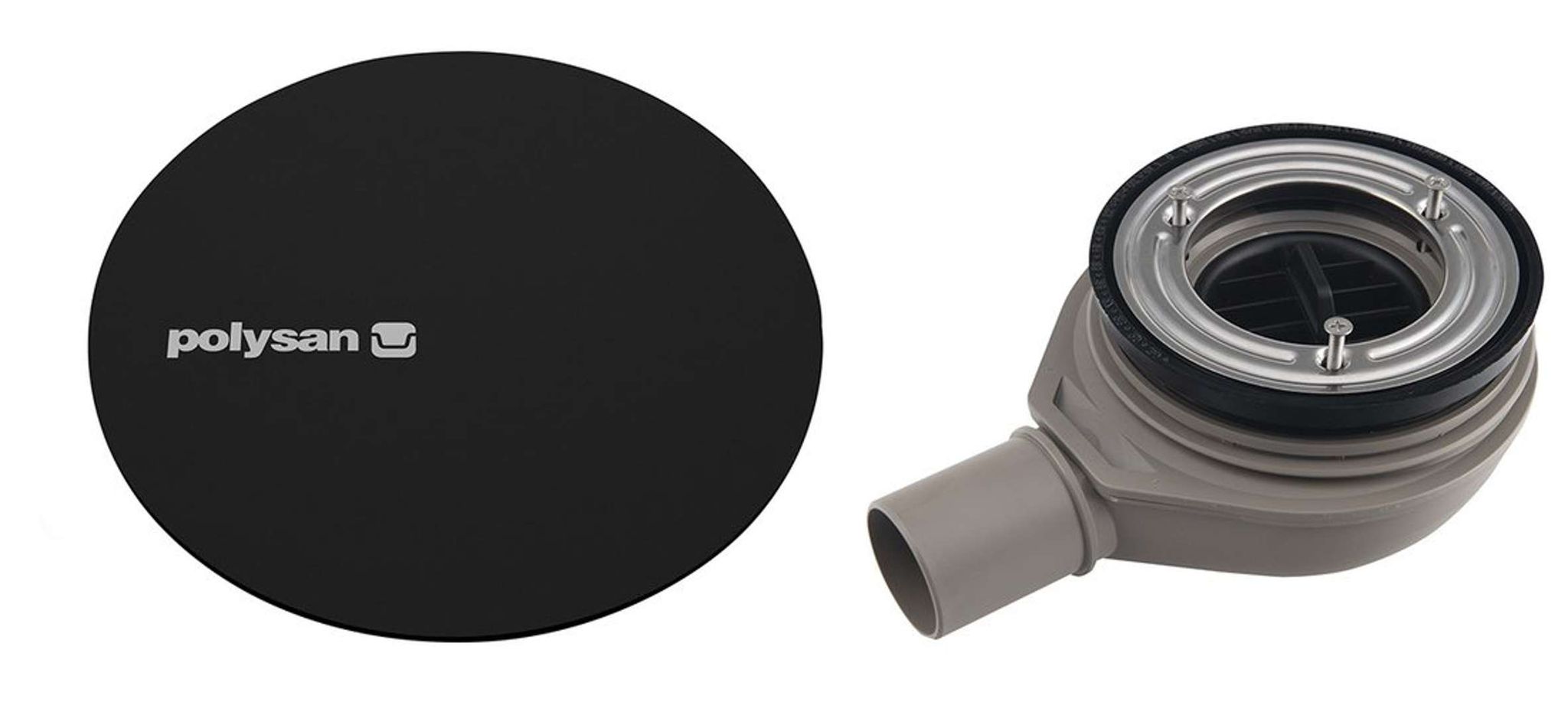 Polysan - Mirai-duschwannen-siphon, Durchmesser 90 Mm, Mit Abdeckung, Mattschwarz 72730b