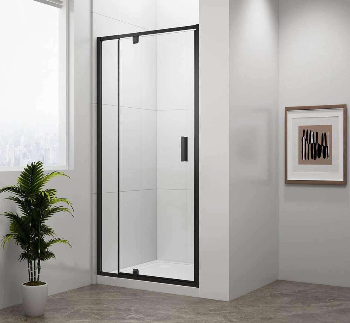 Polysan Easy Black - Pivot-duschtür 88–102 × 190 Cm, Klarglas/mattschwarz El1715b